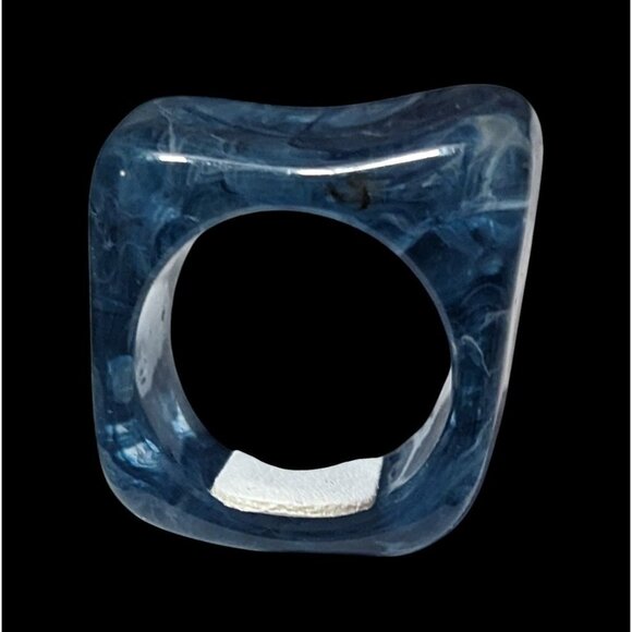 Blue Chunky Abstract Swirl Fashion Ring Size 5 1/2 - Picture 10 of 14